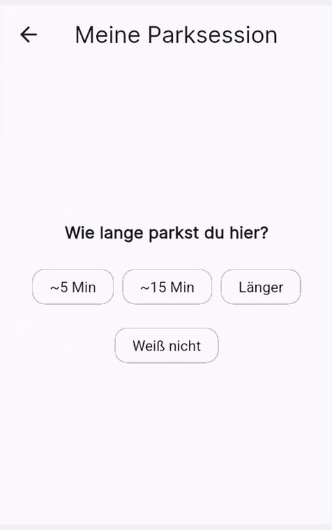 Auswahl, wie lange man noch parkt