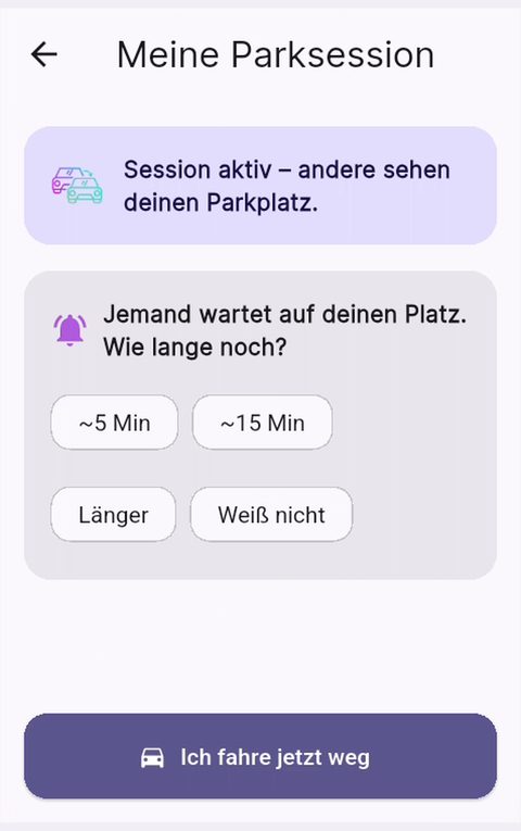 Hinweis, dass jemand auf den Parkplatz wartet